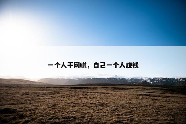 一个人干网赚，自己一个人赚钱