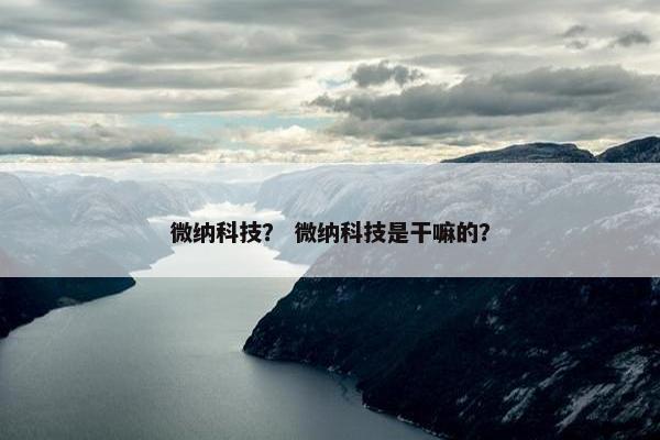 微纳科技？ 微纳科技是干嘛的？
