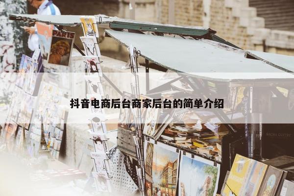抖音电商后台商家后台的简单介绍