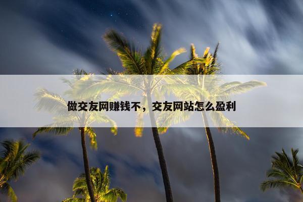 做交友网赚钱不，交友网站怎么盈利