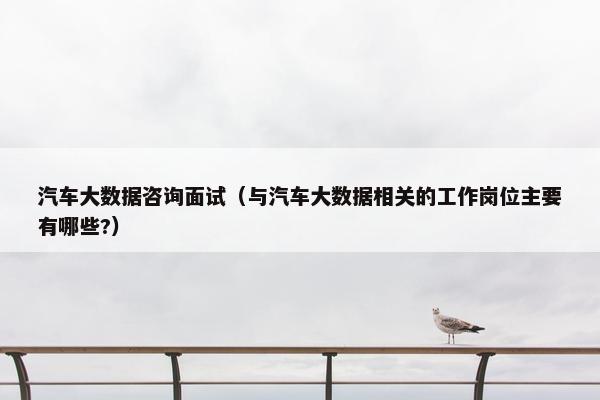 汽车大数据咨询面试（与汽车大数据相关的工作岗位主要有哪些?）