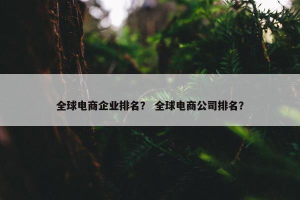 全球电商企业排名？ 全球电商公司排名？