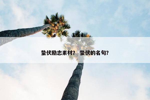 蛰伏励志素材？ 蛰伏的名句？