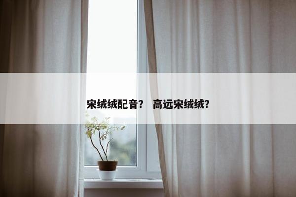 宋绒绒配音？ 高远宋绒绒？