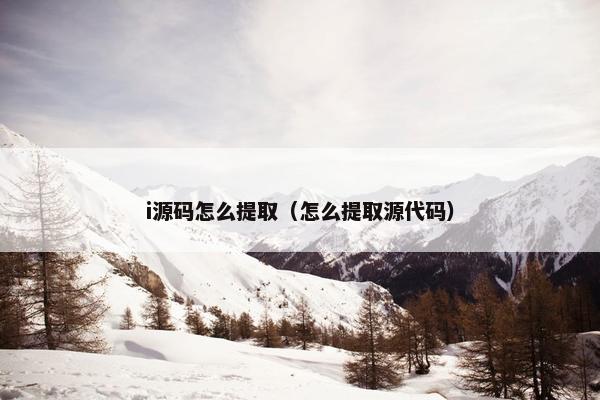 i源码怎么提取（怎么提取源代码）