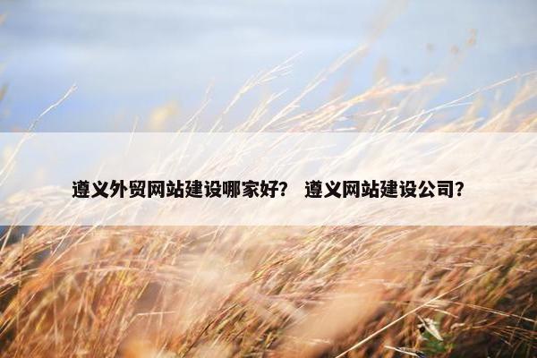 遵义外贸网站建设哪家好？ 遵义网站建设公司？