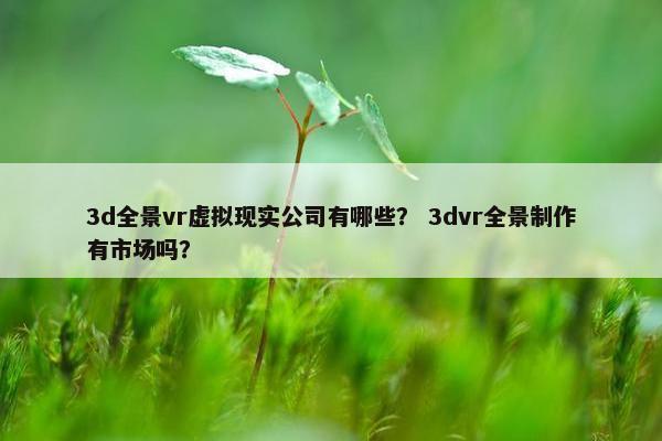 3d全景vr虚拟现实公司有哪些？ 3dvr全景制作有市场吗？