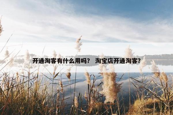 开通淘客有什么用吗？ 淘宝店开通淘客？