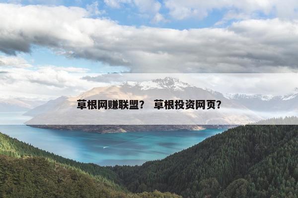 草根网赚联盟？ 草根投资网页？
