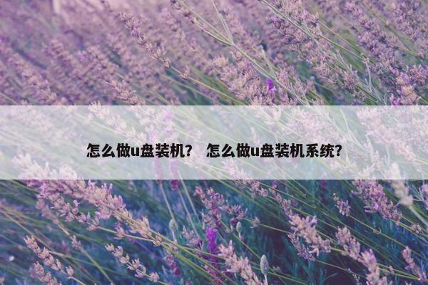 怎么做u盘装机？ 怎么做u盘装机系统？