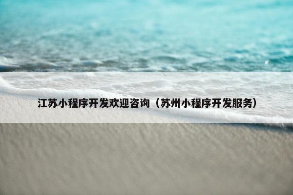 江苏小程序开发欢迎咨询（苏州小程序开发服务）