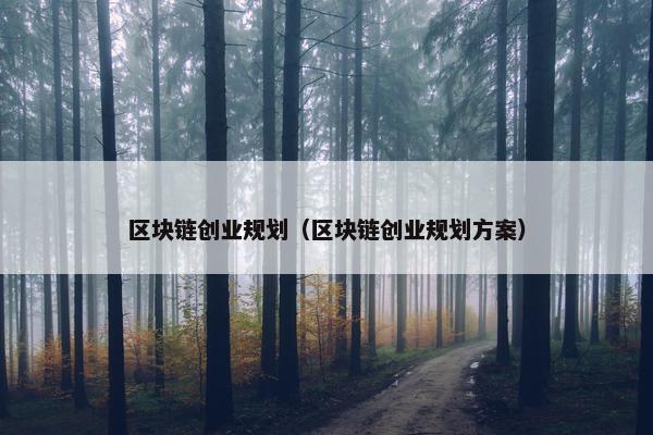 区块链创业规划（区块链创业规划方案）