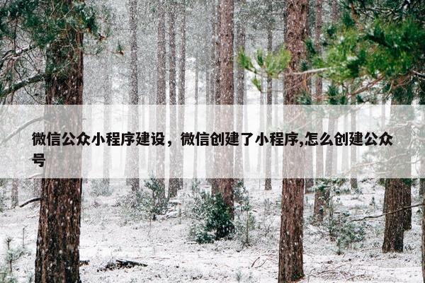 微信公众小程序建设，微信创建了小程序,怎么创建公众号