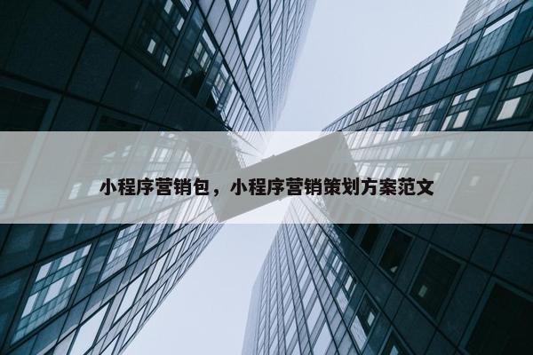 小程序营销包，小程序营销策划方案范文