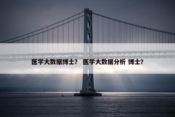 医学大数据博士？ 医学大数据分析 博士？