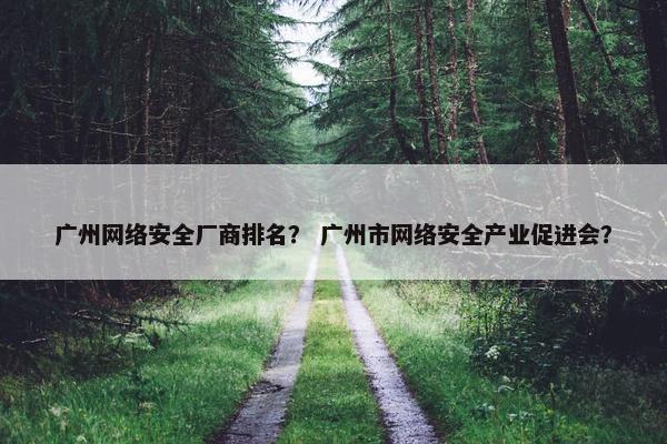 广州网络安全厂商排名？ 广州市网络安全产业促进会？