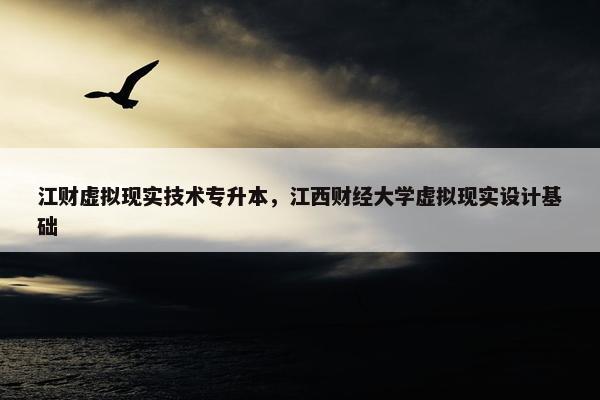 江财虚拟现实技术专升本，江西财经大学虚拟现实设计基础