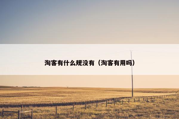 淘客有什么规没有（淘客有用吗）