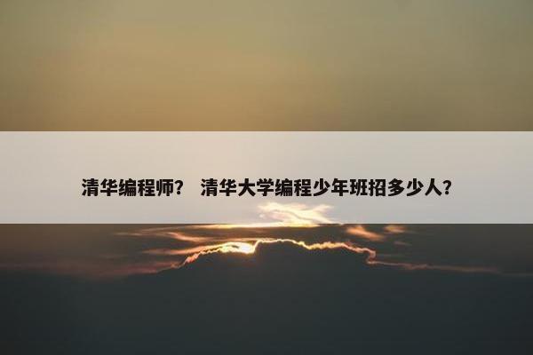 清华编程师？ 清华大学编程少年班招多少人？