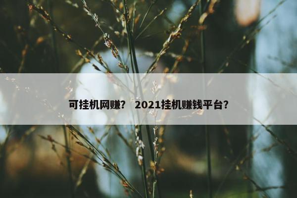 可挂机网赚？ 2021挂机赚钱平台？