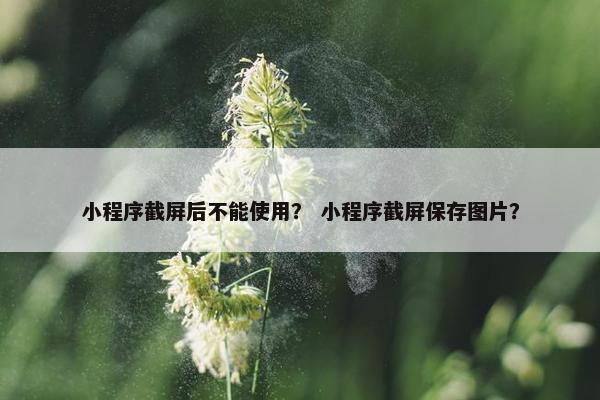 小程序截屏后不能使用？ 小程序截屏保存图片？