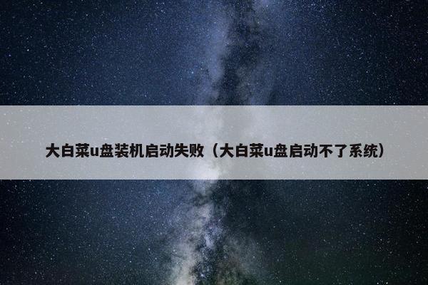大白菜u盘装机启动失败（大白菜u盘启动不了系统）
