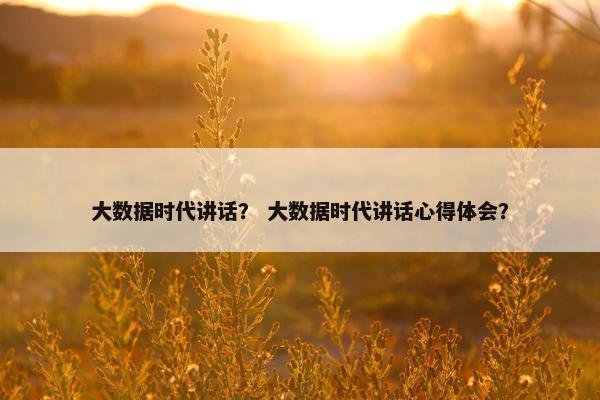 大数据时代讲话？ 大数据时代讲话心得体会？