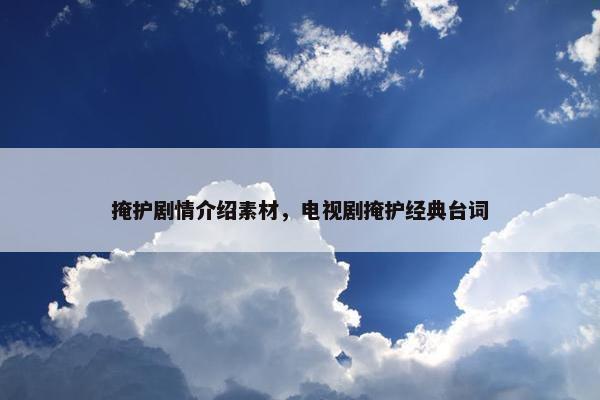 掩护剧情介绍素材，电视剧掩护经典台词