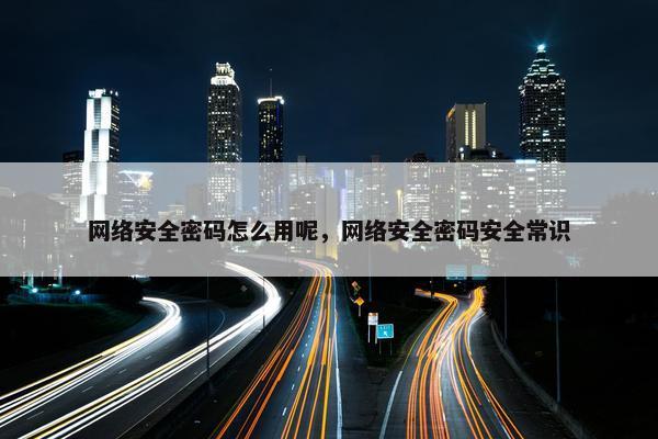 网络安全密码怎么用呢，网络安全密码安全常识