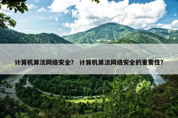 计算机算法网络安全？ 计算机算法网络安全的重要性？