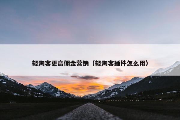 轻淘客更高佣金营销（轻淘客插件怎么用）