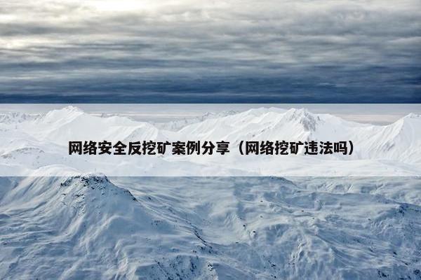 网络安全反挖矿案例分享（网络挖矿违法吗）