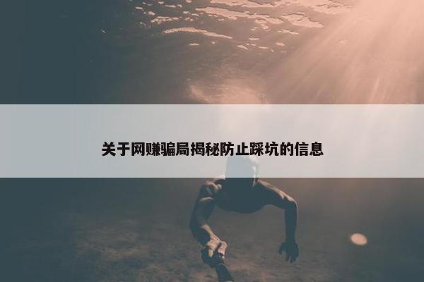 关于网赚骗局揭秘防止踩坑的信息
