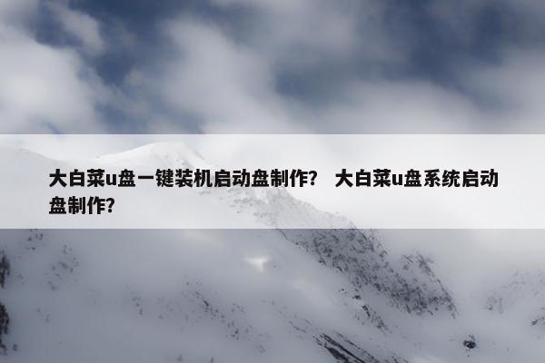 大白菜u盘一键装机启动盘制作？ 大白菜u盘系统启动盘制作？