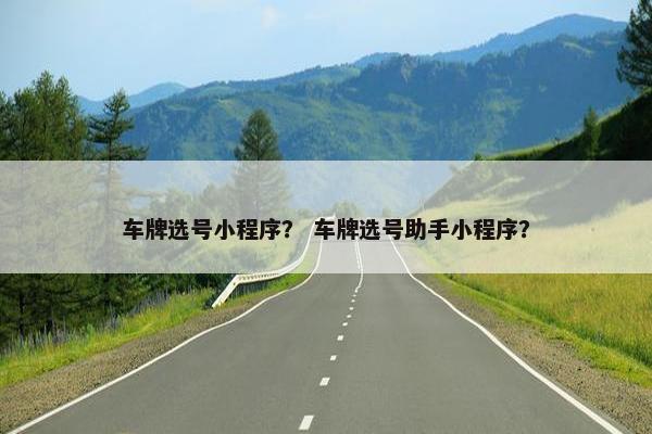 车牌选号小程序？ 车牌选号助手小程序？