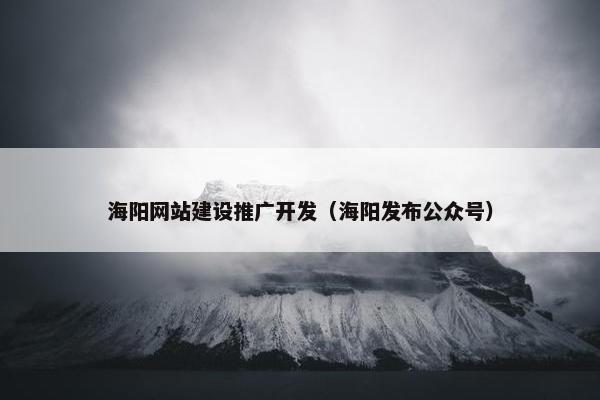 海阳网站建设推广开发（海阳发布公众号）