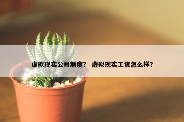 虚拟现实公司额度？ 虚拟现实工资怎么样？