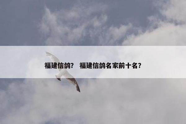 福建信鸽？ 福建信鸽名家前十名？