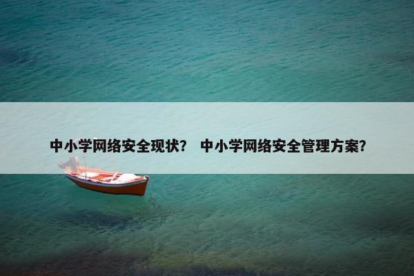 中小学网络安全现状？ 中小学网络安全管理方案？