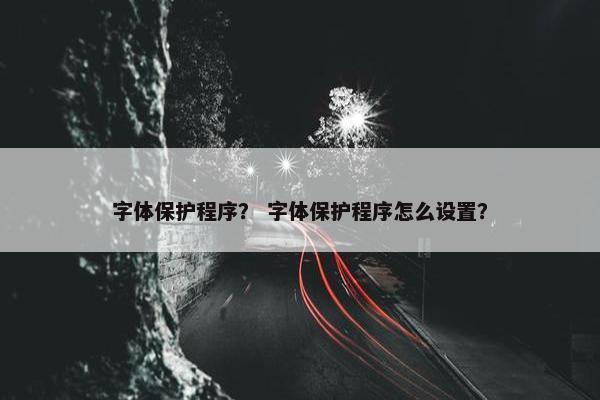 字体保护程序？ 字体保护程序怎么设置？
