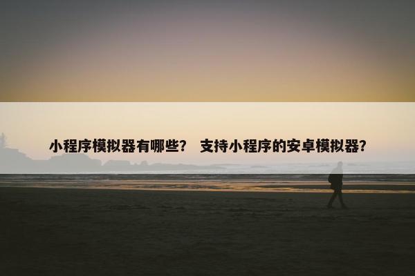 小程序模拟器有哪些？ 支持小程序的安卓模拟器？
