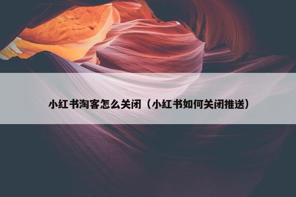 小红书淘客怎么关闭（小红书如何关闭推送）