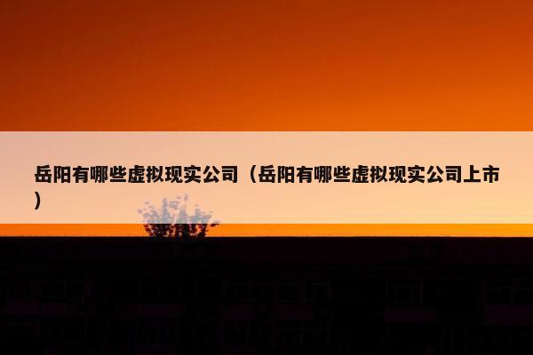 岳阳有哪些虚拟现实公司（岳阳有哪些虚拟现实公司上市）