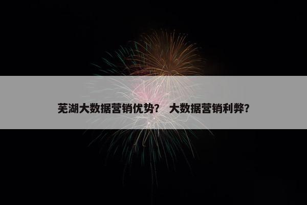 芜湖大数据营销优势？ 大数据营销利弊？