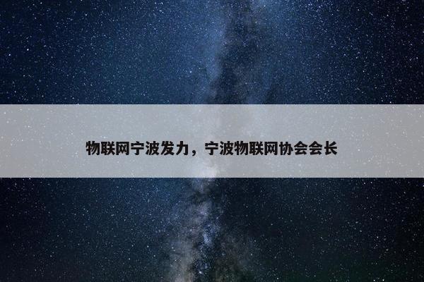 物联网宁波发力，宁波物联网协会会长