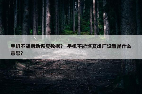 手机不能启动恢复数据？ 手机不能恢复出厂设置是什么意思？