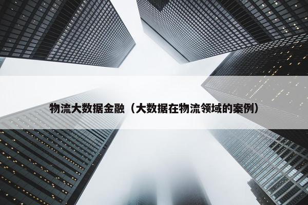 物流大数据金融（大数据在物流领域的案例）