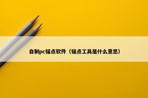 自制pc锚点软件（锚点工具是什么意思）