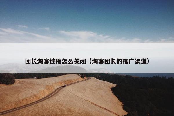 团长淘客链接怎么关闭（淘客团长的推广渠道）