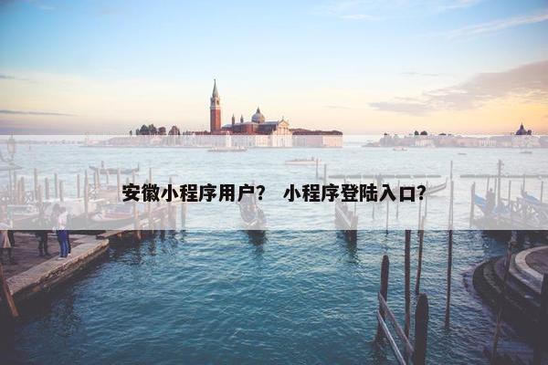 安徽小程序用户？ 小程序登陆入口？